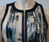 REBECCA TAYLOR Blue Black Cream Pink Abstract Print Round Neck Sleeveless Dress