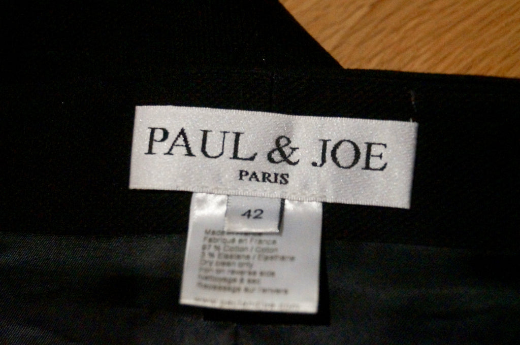 PAUL & JOE Black 100% Cotton Bandeau Strapless Long Length Tunic Top 42 UK14