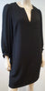 DIANE VON FURSTENBERG Black Round V Neck Long Sleeve Tunic Smock Dress 6 UK10
