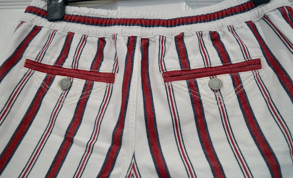 ZADIG & VOLTAIRE Cream Red & Blue Cotton Striped Drawstring Waist Shorts 40; L