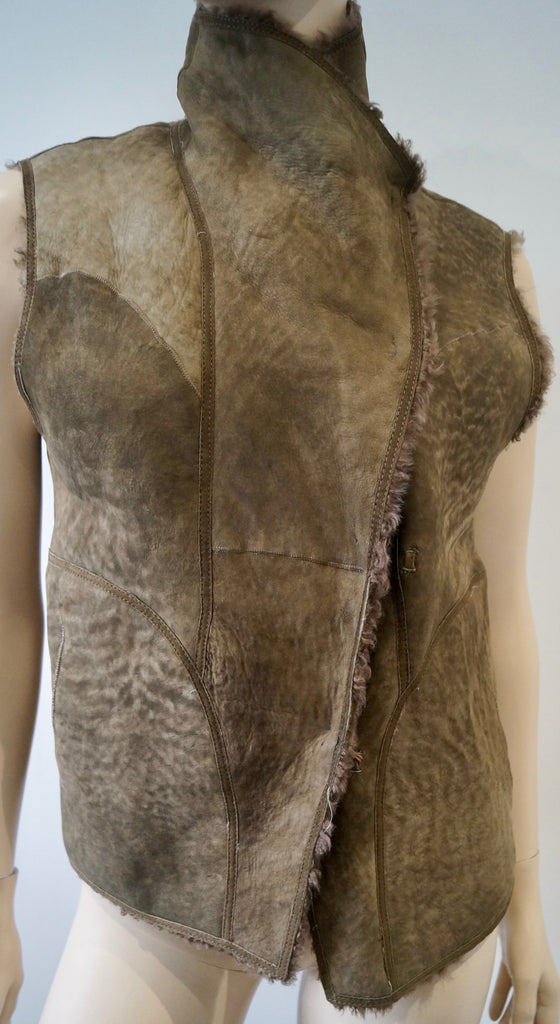 JOSEPH Women's Brown Lambskin Suede Sheepskin Lined Gilet Jacket FR42 UK14