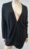 SNOBBY SHEEP Women's Black Silk & Cashmere Knitted Open Front Cardigan IT46 UK14