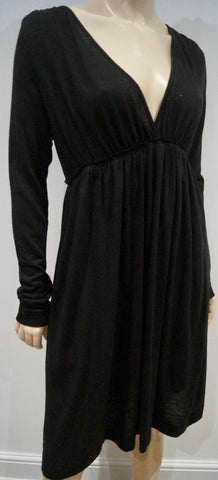 ELIE TAHARI Chocolate Brown Leather Sleeveless Panelled Detail Lined Dress UK12