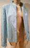 JIL SANDER Women's Pale Blue Sheen 100% Silk Open Front Blazer Jacket IT40; UK8