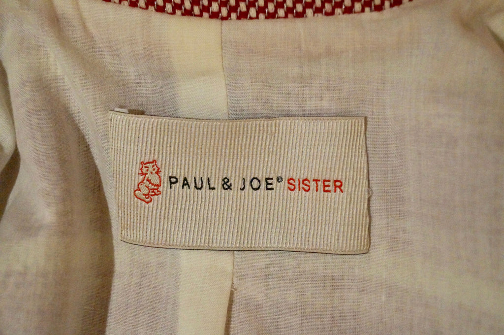 PAUL & JOE SISTER Red White Cotton Blend Striped Casual Blazer Jacket FR36 UK8