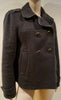 COACH LEATHERWARE Charcoal Grey Wool Blend Leather Trim Outdoor Blazer Jacket L