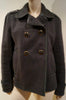 COACH LEATHERWARE Charcoal Grey Wool Blend Leather Trim Outdoor Blazer Jacket L