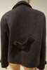 COACH LEATHERWARE Charcoal Grey Wool Blend Leather Trim Outdoor Blazer Jacket L