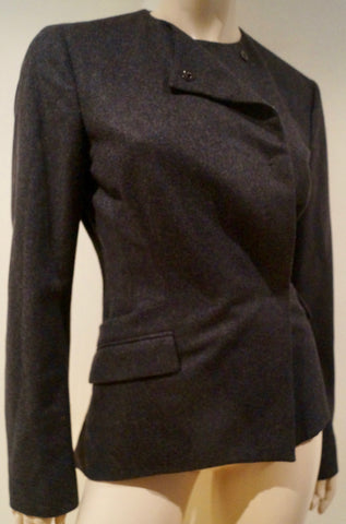 EPISODE Charcoal Grey 100% Wool Collared Concealed Fastening Winter Coat UK10