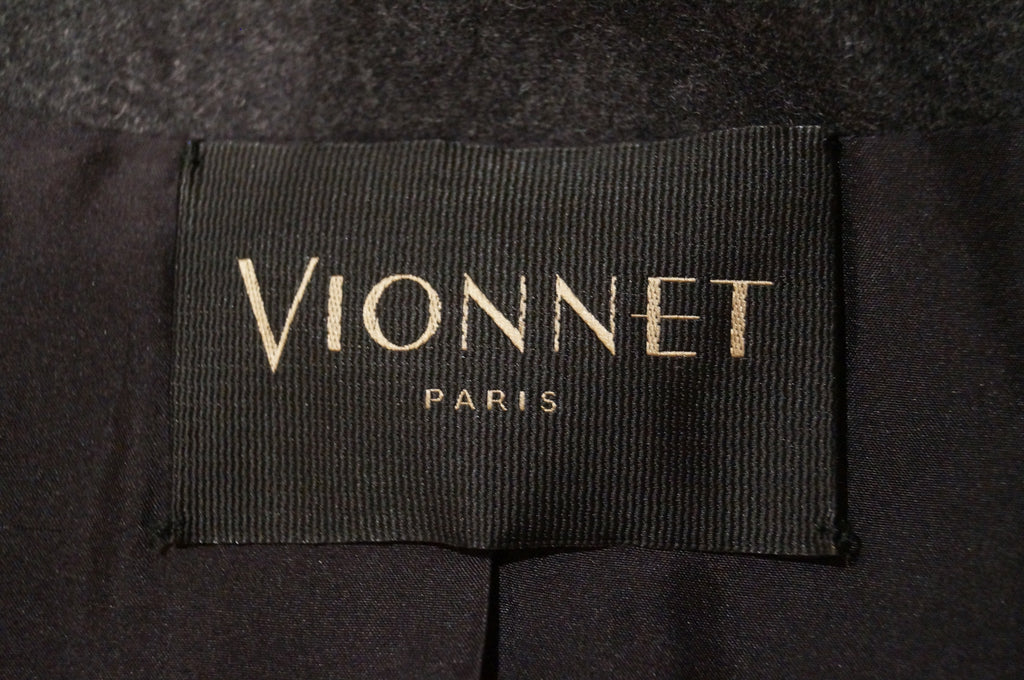 VIONNET PARIS Charcoal Grey Wool Double Breasted Formal Fitted Blazer Jacket 12
