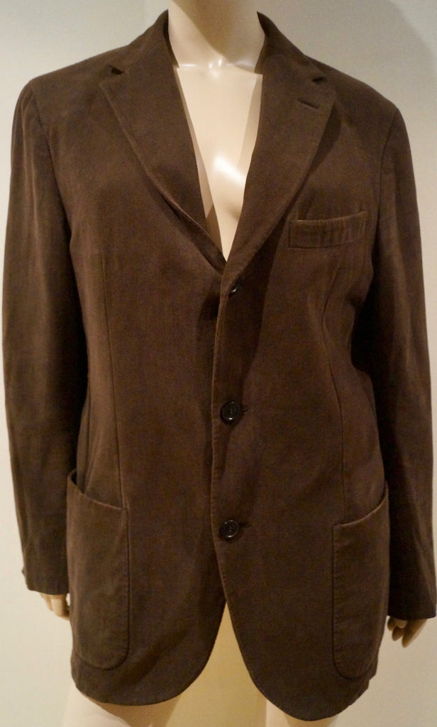 ERMENEGILDO ZEGNA Men's Brown Cotton Single Breasted Casual Blazer Jacket 52R