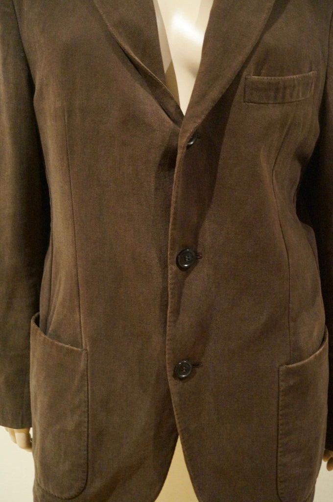 ERMENEGILDO ZEGNA Men's Brown Cotton Single Breasted Casual Blazer Jacket 52R
