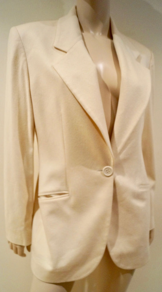 MICHAEL KORS COLLECTION Cream Wool & Cashmere Formal Blazer Jacket 10 UK14