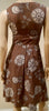 SPORTMAX Brown & Cream Floral Print V Neck Sleeveless Empire Waist Pleated Dress