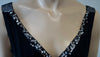 JORANDO Black Plunge V Neckline Silver Sequin Sleeveless Tie Waist Evening Top M