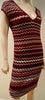 MISSONI LINDEX Burgundy Cream Pink Metallic Thread Short Sleeve Ribbed Dress S