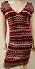 MISSONI LINDEX Burgundy Cream Pink Metallic Thread Short Sleeve Ribbed Dress S