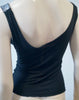 JORANDO Black Plunge V Neckline Silver Sequin Sleeveless Tie Waist Evening Top M