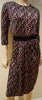 SALONI Black Brown Silk Geometric Animal Print Elastic Waist Formal Dress UK12