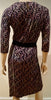 SALONI Black Brown Silk Geometric Animal Print Elastic Waist Formal Dress UK12