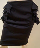 JIL SANDER Women's Black Virgin Wool Ruffle Detail Formal Evening Lined Skirt 36