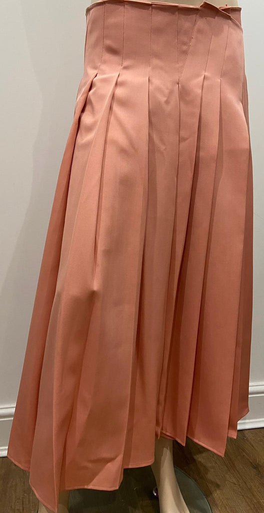 ROCHAS Salmon Pink 100% Wool Pleated Long Length Maxi Skirt IT42 UK10
