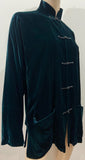 SHANGHAI TANG Emerald Green Plush Velvet Mandarin Collar Silk Lined Jacket UK12