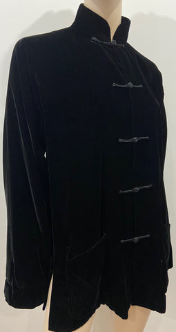 DANIELA VECCHI Brown Black Open Front Embroidery Sheer Evening Jacket 42 UK10