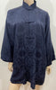 SHANGHAI TANG Midnight Navy Blue Silk Patterned High Mandarin Collar Jacket UK18