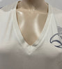 HORIYOSHI LII Cream & Grey 100% Cotton Bird Printed V Neck Short Sleeve T-Shirt
