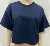 3.1 PHILLIP LIM Navy Blue Cotton Blend Crewneck Short Sleeve Blouse Top 4 UK8