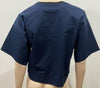 3.1 PHILLIP LIM Navy Blue Cotton Blend Crewneck Short Sleeve Blouse Top 4 UK8