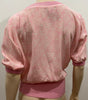 UNGARO SOLO DONNA PARIS Pink Silk Floral Print Ribbed Hemline Blouse Top 44/10