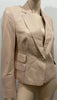 AKRIS Pale Pink Leather Plunge V Neckline Lapels Long Sleeve Blazer Jacket UK14