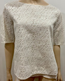 VINCE Winter White Textured Knitwear Cut Out Short Sleeve Lined Jumper Sweater M