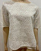 VINCE Winter White Textured Knitwear Cut Out Short Sleeve Lined Jumper Sweater M