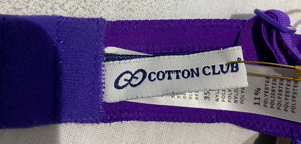 COTTON CLUB Purple Silk Blend Cream Lace Underwired Balconette Bra 36B BNWT