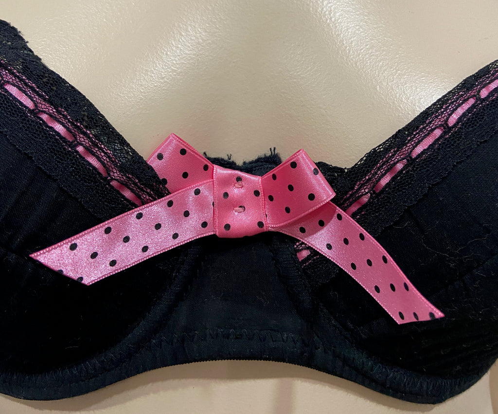 AGENT PROVOCATEUR Black Cotton Pink Polka Dot Underwire Balconette Bra 34D