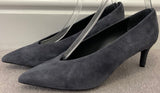 JIGSAW Grey Suede Pointed Toe Slip On Stiletto Heel Pumps Shoes EU38 UK5 - NEW!