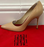 CH CAROLINA HERRERA Nude Beige Leather Pointed Toe High Pumps Shoes 38 NEW!