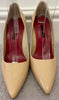 CH CAROLINA HERRERA Nude Beige Leather Pointed Toe High Pumps Shoes 38 NEW!