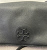 TORY BURCH Black Pebbled Leather Branded Flap Over Fastened Lined Shoulder Bag