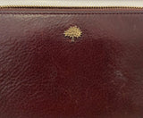 MULBERRY Burgundy Plum Leather Gold Tone Branded Zip Fasten Large Purse Wallet