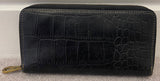 MULBERRY Black Leather Crocodile Print Zip Around Fastened Large Purse Wallet