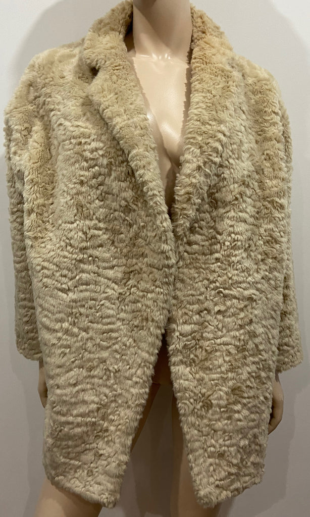 MAISON SCOTCH Cream Luxury Soft Faux Fur Single Breasted Lined Jacket Coat P