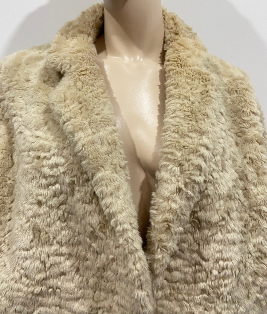 MAISON SCOTCH Cream Luxury Soft Faux Fur Single Breasted Lined Jacket Coat P