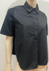 COS Black 100% Cotton Collared Jersey Rear & Short Sleeve Blouse Shirt Top XS