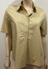 COS Camel 100% Cotton Collared Jersey Rear & Short Sleeve Blouse Shirt Top XS
