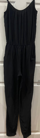 STEFANO MORTARI Navy Blue Bandeau Strapless Belted Tie Waist Jumpsuit 38 UK10