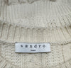 SANDRO Cream Wool Blend Round Neck Pearl Cable Knit Jumper Sweater Top FR2 UK10